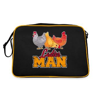 Dames Homme Drôle Poulet Papa Poulet Agriculteur Chicke - Sac Retro - noir/or - Dos