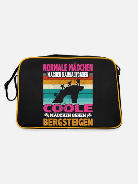 Witziger Bergsteigerin Spruch für Mädchen zum - Retro Tasche - Schwarz/Gold - Hinten