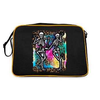 Halloween Skeletons Dancing Tie Dye - Retro Bag - black/gold - Back