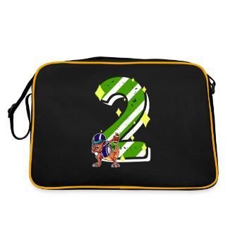 2 Jahre alt Dino American Football 2. Geburtstag - Retro Tasche - Schwarz/Gold - Hinten