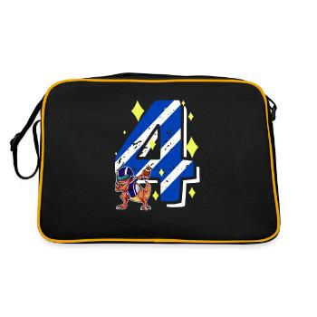 4 Jahre alt Dino American Football 4. B-Day Dab - Retro Tasche - Schwarz/Gold - Hinten