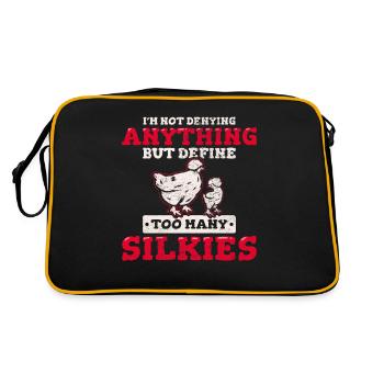 Define Too Many Silkies Funny Silky Chicken Fluffy - Retro Tasche - Schwarz/Gold - Hinten