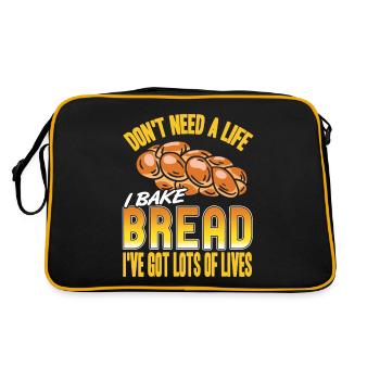 I Bake Bread I've Got Lots Of Lives Funny Baker - Retro Tasche - Schwarz/Gold - Hinten