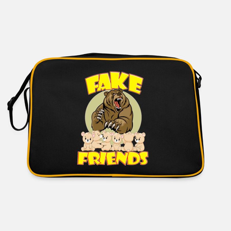 Freunde falsche Freunde - Retro Tasche - Schwarz/Gold