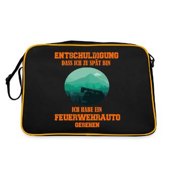 Entschuldigung dass ich zu spät bin Feuerwehrauto - Sac Retro - noir/or - Dos