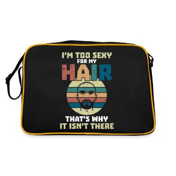 Sexy For My Hair Bald Head Humor - Retro Bag - black/gold - Back