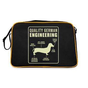 Quality German Engineering Daschund - Retro Tasche - Schwarz/Gold - Hinten