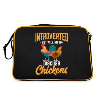 Introverted But Willing To Discuss Chickens Chicke - Retro Bag - black/gold - Back