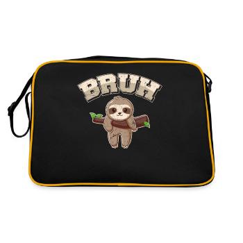 BRUH Funny Sloth Lovers Cute Sloths Baby Sloth Boy - Retro Tasche - Schwarz/Gold - Hinten