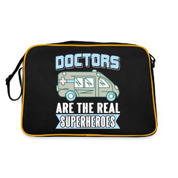 Doctors Are The Real Superheroes Awesome Doctor - Retro Tasche - Schwarz/Gold - Hinten
