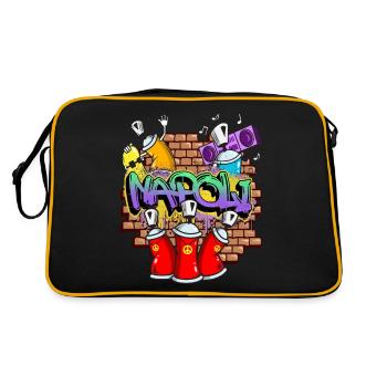 Naples Italy Graffiti Spray Sprayer Spray Cans - Retro Bag - black/gold - Back