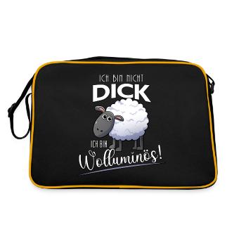 Ich bin nicht dick ich bin wolluminös Schafshirt - Retro Tasche - Schwarz/Gold - Hinten