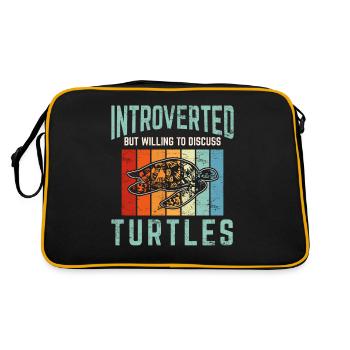 Introverted But Willing To Discuss Turtles Turtle - Retro Bag - black/gold - Back