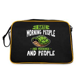 I Hate Morning People Funny Sea Turtle Lover Torto - Retro Bag - black/gold - Back