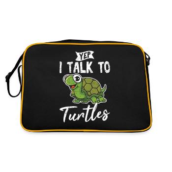 Yep I Talk To Turtles Funny Sea Turtle Lover Ocean - Retro Bag - black/gold - Back