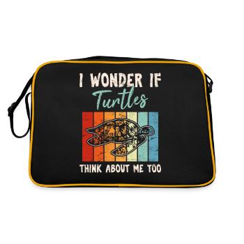 I Wonder If Turtles Think About Me Too Funny Sea T - Retro Bag - black/gold - Back