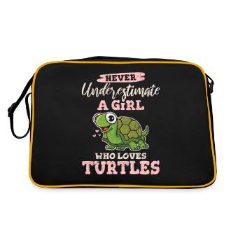 Never Underestimate A Girl Who Loves Turtles Turtl - Retro Bag - black/gold - Back