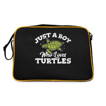 Just A Boy Who Loves Turtles Funny Turtle Lover Oc - Retro Bag - black/gold - Back