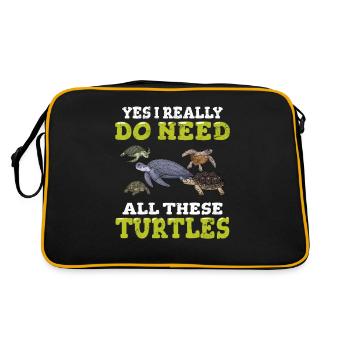 Yes I Really Do Need All These Turtles Turtle Love - Retro Bag - black/gold - Back