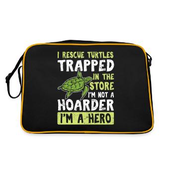 I Rescue Turtles Trapped In The Store Funny Sea Tu - Retro Bag - black/gold - Back