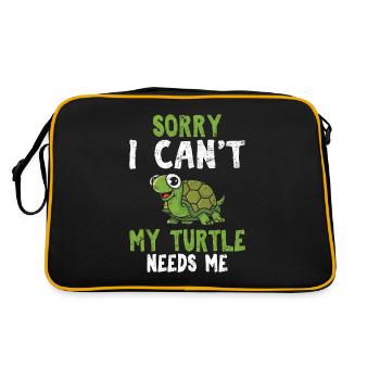 Sorry I Can't My Turtle Needs Me Funny Sea Turtle - Retro Bag - black/gold - Back