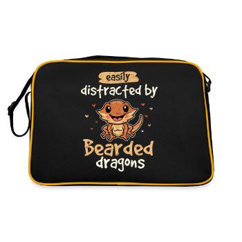 Easily Distracted By Bearded Dragons Beardie Lover - Retro Bag - black/gold - Back