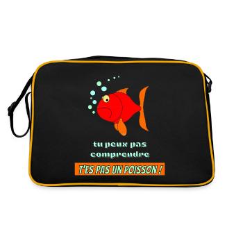 poisson rouge : tu peux pas comprendre ! - Sac Retro - noir/or - Dos
