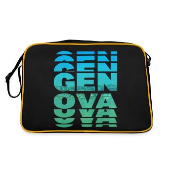 Gênes Gênes Italie Ville Skyline Vacances Amour - Sac Retro - noir/or - Dos