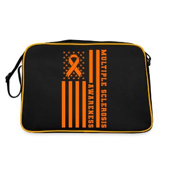Multiple Sclerosis MS Awareness Patriotic USA - Retro Tasche - Schwarz/Gold - Hinten