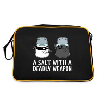 A Salt with a Deadly Weapon - Dad Joke - Retro Tasche - Schwarz/Gold - Hinten