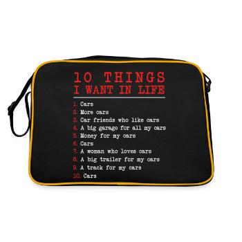 10 Things I Want In My Life Cars More Cars - Retro Tasche - Schwarz/Gold - Hinten