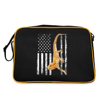 Funny Bearded Dragon Lovers American Flag Beardie - Retro Bag - black/gold - Back