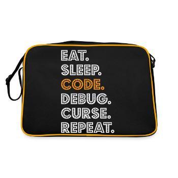 Eat Sleep Code Debug Curse Répéter Programmeur Coder - Sac Retro - noir/or - Dos
