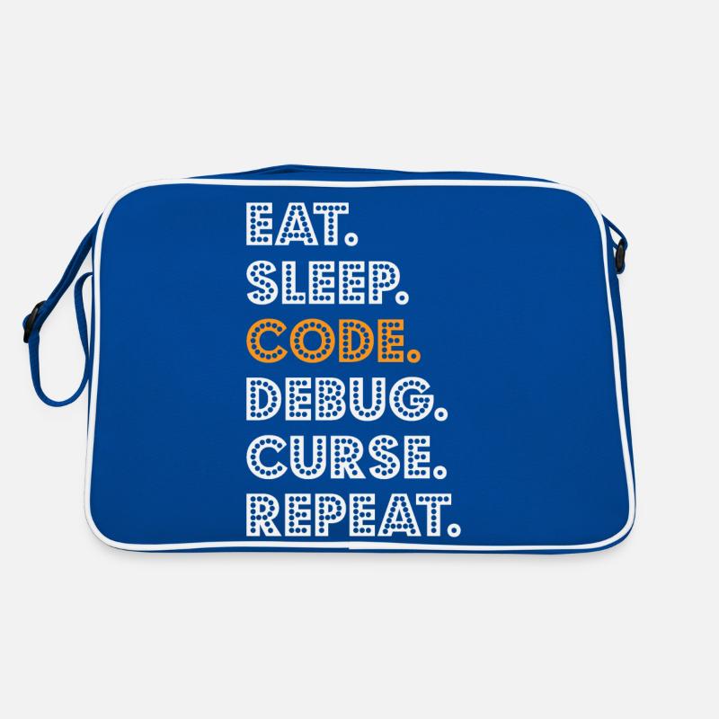 Eat Sleep Code Debug Curse Repeat Programmer Coder Retro Tasche