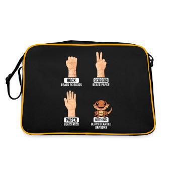 Rock Paper Scissors Nothing Beats Bearded Dragons - Retro Tasche - Schwarz/Gold - Hinten