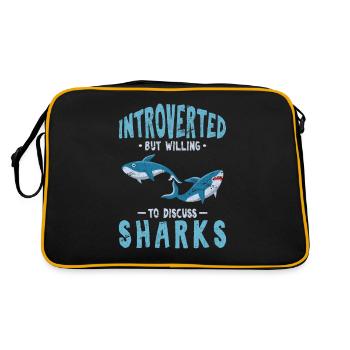 Introverted But Willing To Discuss Sharks Funny Sh - Retro Bag - black/gold - Back