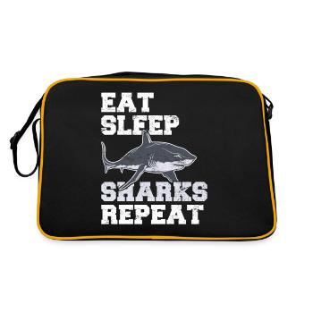 Eat Sleep Sharks Repeat Funny Shark Lover Funny Sh - Retro Bag - black/gold - Back