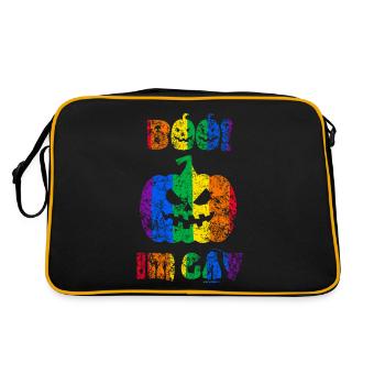 Buhruf! Ich bin schwul! Halloween Stolz - Retro Tasche - Schwarz/Gold - Hinten