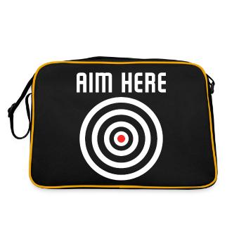 Bullseye Target Aim Here Darts Players Shooting - Retro Tasche - Schwarz/Gold - Hinten