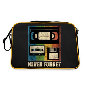 Never Forget Audio Cassette Tape Nerdy Geeky - Retro Tasche - Schwarz/Gold - Hinten