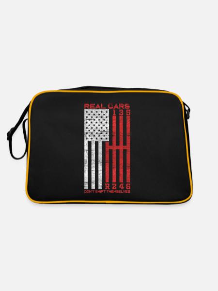 Real Cars Don't Shift Themselves Muscle Car - Retro Tasche - Schwarz/Gold - Hinten