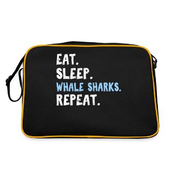 Manger Dormir Whale Sharks Répéter Mignon Baleine Requin Lov - Sac Retro - noir/or - Dos