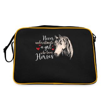 Never Underestimate A Girl Who Loves Horses Horse - Retro Bag - black/gold - Back