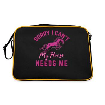 Sorry I Can't My Horse Needs Me Horseback Horse Ri - Retro Bag - black/gold - Back