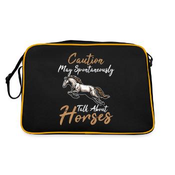 Caution May Spontaneously Talk About Horses Horse - Retro Bag - black/gold - Back