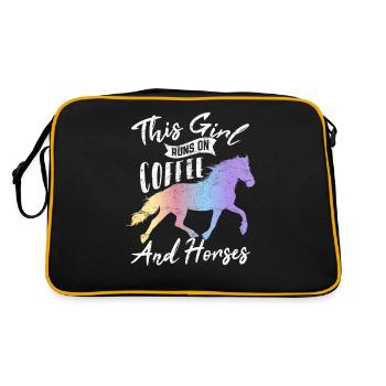 This Girl Runs On Coffee And Horses Horse Riding H - Retro Bag - black/gold - Back