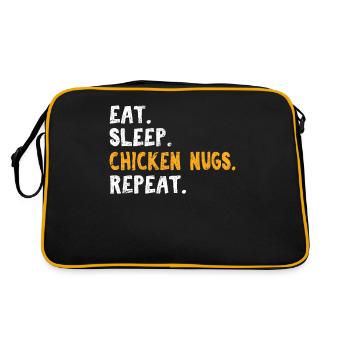 Manger. Dormir. Nugs de poulet. Répéter. Drôle de poulet Nu - Sac Retro - noir/or - Dos