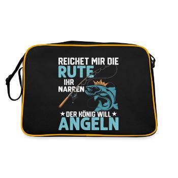Reichet mir die Rute ihr Narren Angler Fischer - Retro Tasche - Schwarz/Gold - Hinten