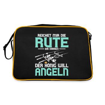 Reichet mir die Rute ihr Narren Fischer Angler - Retro Tasche - Schwarz/Gold - Hinten