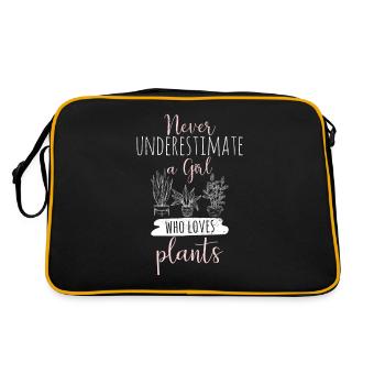 Never Underestimate AGirl Who Loves Plants Cute Pl - Retro Tasche - Schwarz/Gold - Hinten